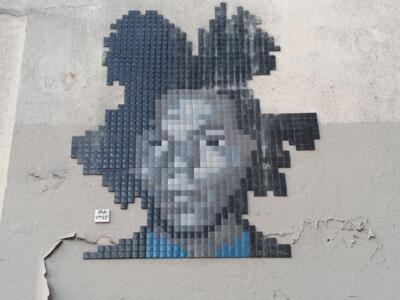 Pixelated Jean-Michel Basquiat by Tag Lady — Street art by Tag Lady in Paris