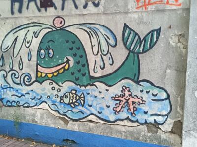 Baleine à la gerbe d'eau — Street art à Düsseldorf