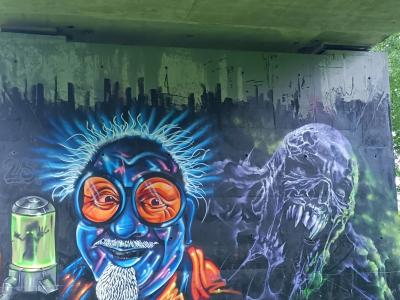 Blue Face and Spectre — Street art by Ben Alpha, Aucre (Ocre) in Rezé