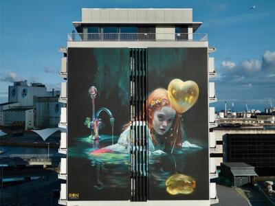 Faucet of life — Street art by Martin Ron in Aarhus