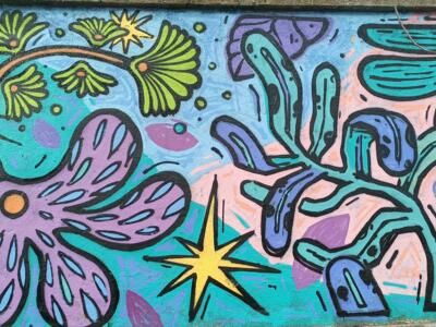 Panneau botanique et sous-marin, par Pin — Street art à Lisboa