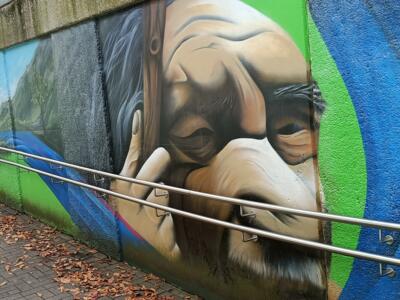 Portrait of Neanderthal man — Street art by NEANDERARTgroup in Erkrath