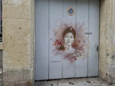Madame Albert Cahen d'Anvers after Léon Bonnat — Street art by C215 in Bayonne