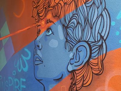 Garçon bouclé « Inspire » — Street art à Berlin