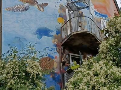 Save the Oceans, le pignon sous-marin d'Amione — Street art de Amione à Düsseldorf