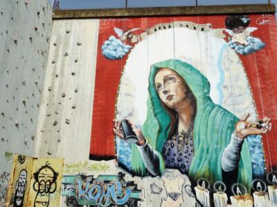 Our Lady of the Cans — Street art by El Rojo in La Bañeza