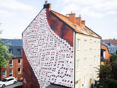 Swedish Lace on Brick — Street art by NeSpoon in Malmö