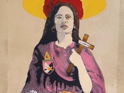 Santa Rosalia, Flamenco Pop Star — Street art by Tvboy in Palermo