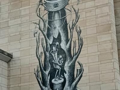 Totem of Bricks and Branches by PHLEGM — Street art by PHLEGM in Bruxelles