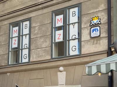 STK_17, Space Invader on 9 Stortorget — Street art by Invader in Stockholm