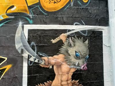 Inosuke Hashibira à la tête de sanglier — Street art à Reims