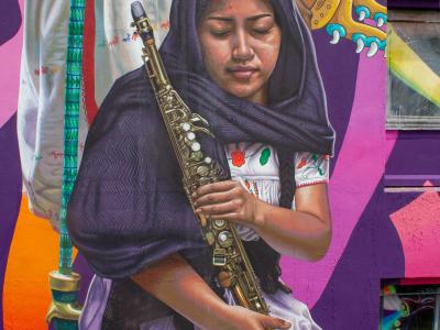 Ancestral Sounds — Street art by Oscar Axo in Lurcy-Lévis
