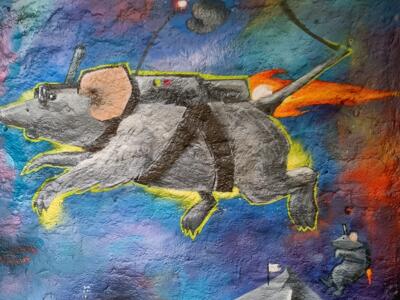 Rat astronaute, Rat 1 — Street art à Düsseldorf