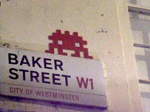 LDN_174, Space Invader on 136 Baker Street — Street art by Invader in London