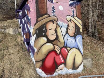 A Suspended Moment — Street art by Gaëtan Olias in Saint-Nicolas-la-Chapelle
