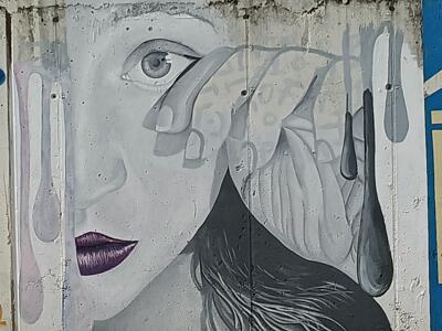 Demi-visage aux larmes grises — Street art à Lisboa
