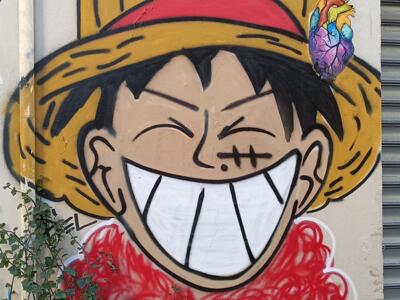 Luffy in his Straw Hat — Street art in Marseille