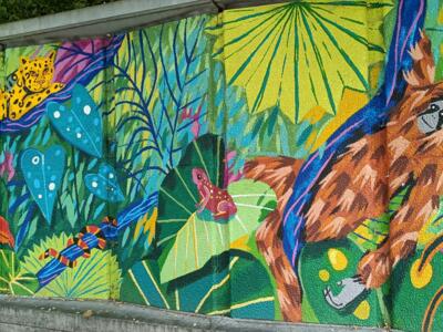 Jungle with jaguar and toucan — Street art by Rocío Álvarez in Ixelles