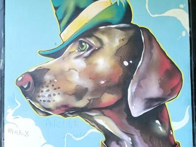 Dog in a Top Hat by Disk — Street art by Disk in Bourges