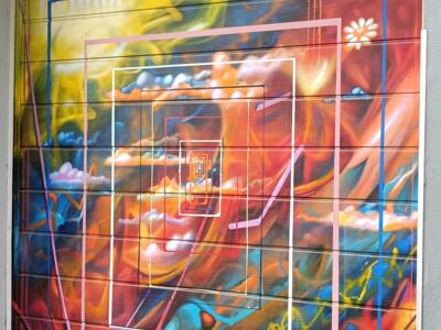 Porte de garage aux cadres concentriques — Street art à Köln