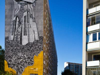 Le dirigeable de Zaspa — Street art de M-CITY à Gdańsk