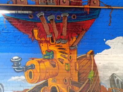 Vaisseau pirate à tête de proue — Street art de Goodlack Art à Köln