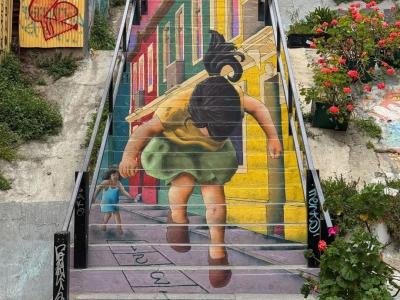 La marelle — Street art de Maxi Zamora à Valparaíso