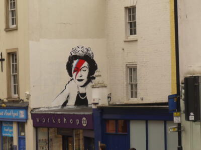 Jubilee, the Queen as Ziggy Stardust — Street art by Banksy in Bristol