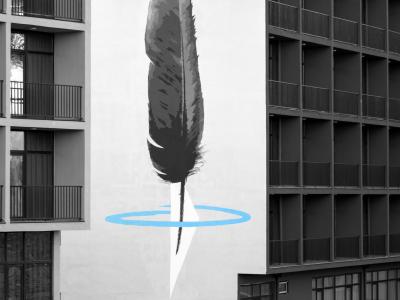 La plume et l'anneau bleu — Street art de Ino à Tbilisi