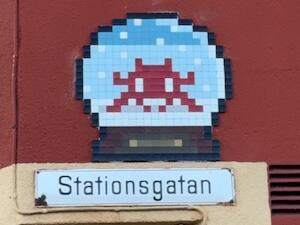 LAP_21, Space Invader on Stationsgatan — Street art by Invader in Arvidsjaur
