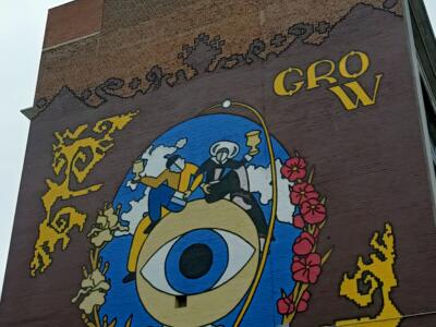 Grow Freedom, l'œil et les pavots — Street art de Sestry Feldman à Bruxelles