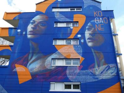 The Lady in Blue — Street art by KogaOne in Saint-Brieuc