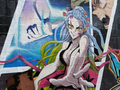 Daki, démone aux cheveux bleus — Street art à Reims