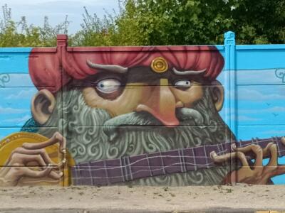 Joueur de sitar au turban par Bungle Ced — Street art à Reims