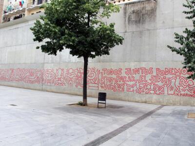 Todos juntos podemos parar el sida — Street art de Keith Haring à Barcelona