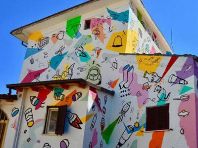 The Spaceship — Street art by Matlakas in Aielli