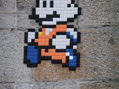 Super Mario dressed as Krillin — Street art by IN THE WOUP in Rennes