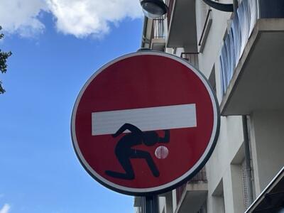 The Unbearable Lightness of Being — Street art by Clet in Rennes