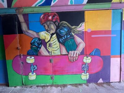 Skateboard — Street art by Heol Art in Dinard
