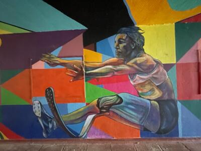 Disabled jumper — Street art by Heol Art in Dinard