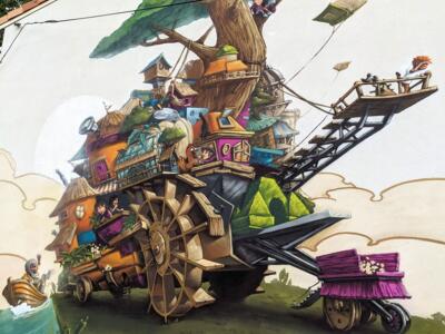 The Rolling Town — Street art by Eskat in Pons