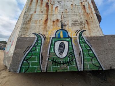 The Lighthouse and the Bunker — Street art by Hopem Story in Capbreton