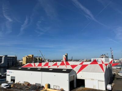 Suite de triangles — Street art by Felice Varini in Saint-Nazaire