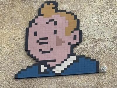 Pixel Mosaic Tintin — Street art by Tag Lady in La Rochelle