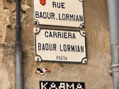 Mini cigogne et « KARMA » rue Baour-Lormian — Street art de Stork Pixelart à Toulouse