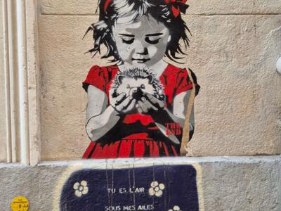Fillette au hérisson — Street art de The End Of Animals à Marseille