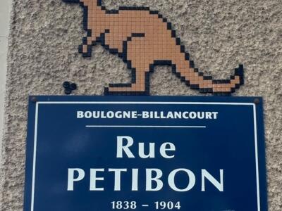 Kangaroo on Rue Petibon — Street art by Mifamosa in Boulogne-Billancourt
