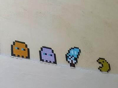 Pac-Man Ghosts in a Row — Street art in Strasbourg