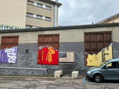 Evolution of the bars, 200 years of Suchard — Street art in Neuchâtel