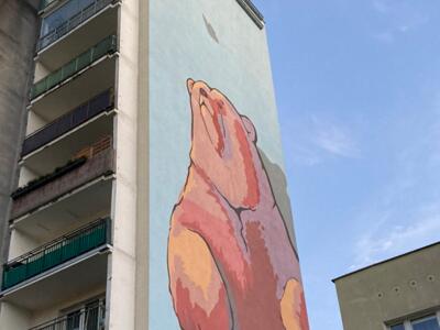 Niedźwiedź i motyl (L'ours et le papillon) — Street art de Bakcyl Studio à Warsaw